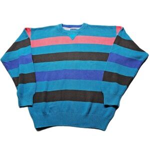 Vtg Cambridge Classics Mervyns Sweater Mens M Multi Striped Crew Neck Pullover